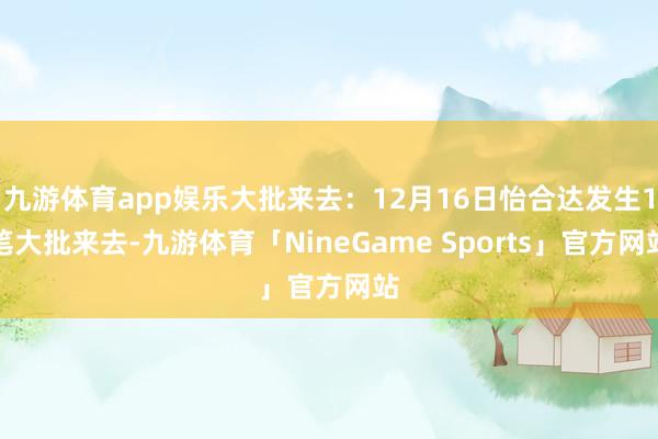 九游体育app娱乐大批来去：12月16日怡合达发生1笔大批来去-九游体育「NineGame Sports」官方网站
